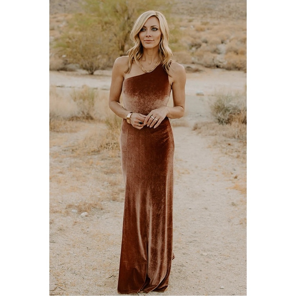 Baltic Born Tatiana One-Shoulder  Maxi Dress in Bronze